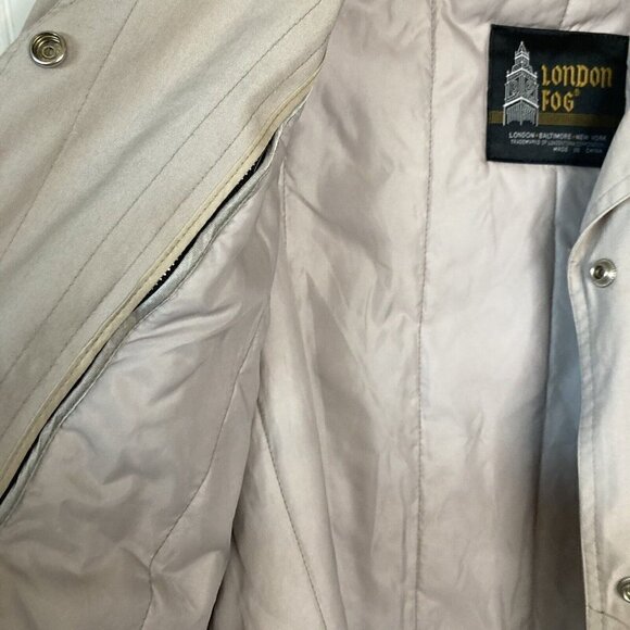 London Fog Womens 10 Reg Zip Snap Front Removable Liner Khaki Tan Car Coat - Picture 7 of 15